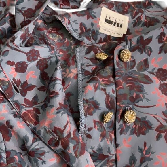 Leslie Fay Dress Jacket Double Breasted Buttons Purple Blue Floral Print Size 18 - Picture 2 of 6